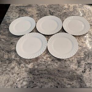 Toasty today Elegant White dessert Plate Set of 5